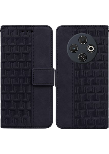 Tecno Spark 30C Siyah Için Kabartmalı Deri Kılıf (Yurt Dışından)