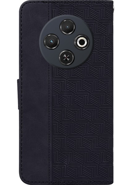 Tecno Spark 30C Siyah Için Kabartmalı Deri Kılıf (Yurt Dışından)