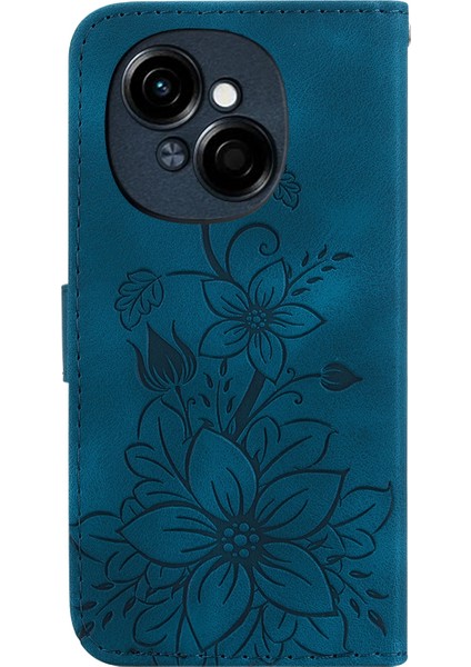 Tecno Spark Go 1 / Pop 9 Pro Için Kabartmalı Pu Kılıf Koyu Mavi (Yurt Dışından)