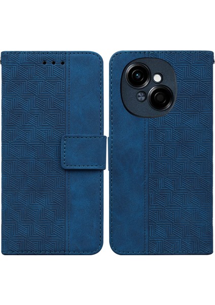 Tecno Spark Go 1 / Pop 9 Pro Mavi Için Kabartmalı Deri Kılıf (Yurt Dışından)