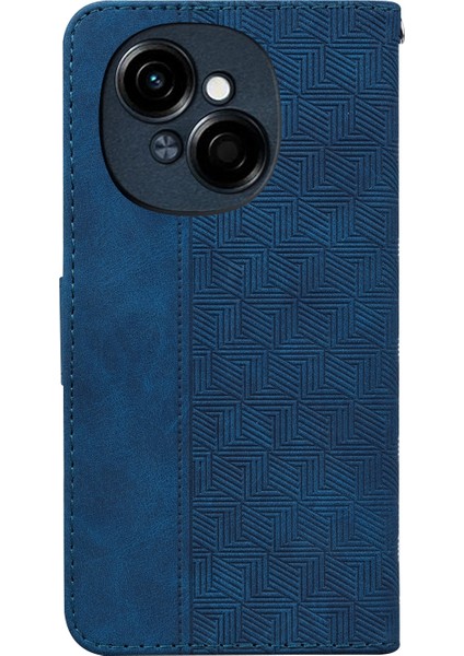 Tecno Spark Go 1 / Pop 9 Pro Mavi Için Kabartmalı Deri Kılıf (Yurt Dışından)
