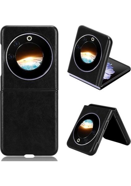 Tecno Phantom V Flip Siyah Için Litchi Texture Telefon Kılıfı (Yurt Dışından)