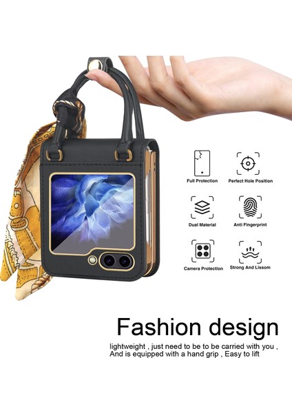 Samsung Galaxy Z Flip5 Sarı Için El Çantası Deri + Pc Telefon Kasası (Yurt Dışından) fırsatları