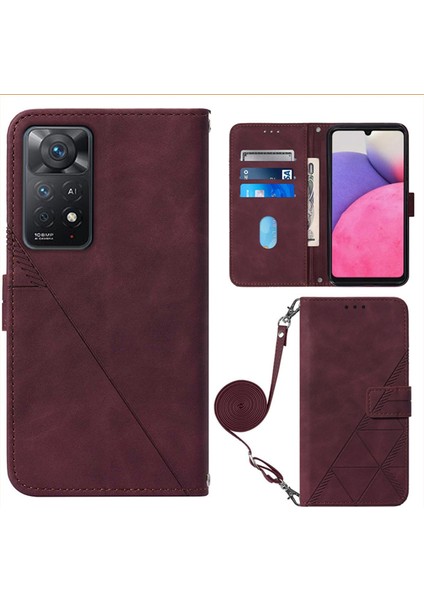 Infinix Note 11 Pro Şarap Kırmızısı Için Crossbody Deri Kılıf (Yurt Dışından)