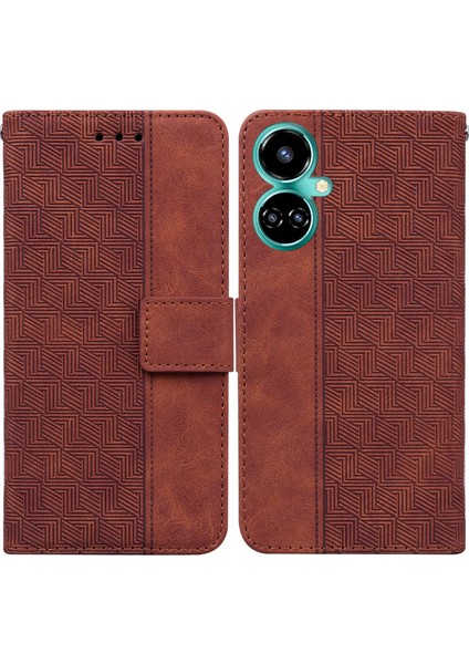 Tecno Camon 19 Pro 5g Kahverengi Için Pu Telefon Kılıfı (Yurt Dışından)
