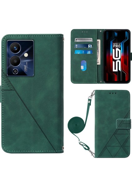 Infinix Note 12 Pro 5g Koyu Yeşil Için Crossbody Deri Kılıf (Yurt Dışından)
