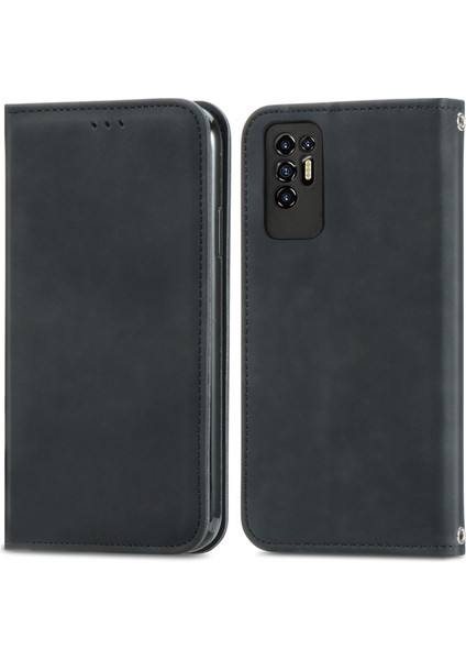 Tecno Pova 2 Siyah Için Retro Deri Fe Deri Kılıf (Yurt Dışından) fiyatları