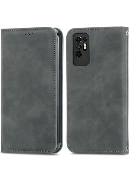 Tecno Pova 2 Gri Için Retro Deri Fe Deri Kılıf (Yurt Dışından) fiyatları