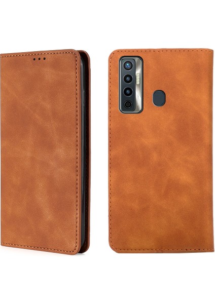 Tecno Camon 17 Açık Kahverengi Için Pu Kılıf (Yurt Dışından)