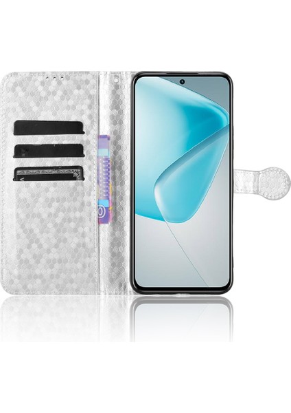 Infinix Hot 50 Pro 4g Gümüş Için Nokta Dokulu Pu Kılıf (Yurt Dışından)