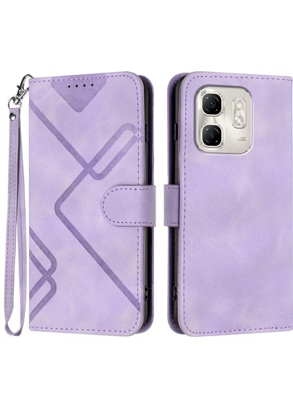 Infinix Hot 50I / Smart 9 Için Çizgi Desenli Pu Kılıf Açık Mor (Yurt Dışından)
