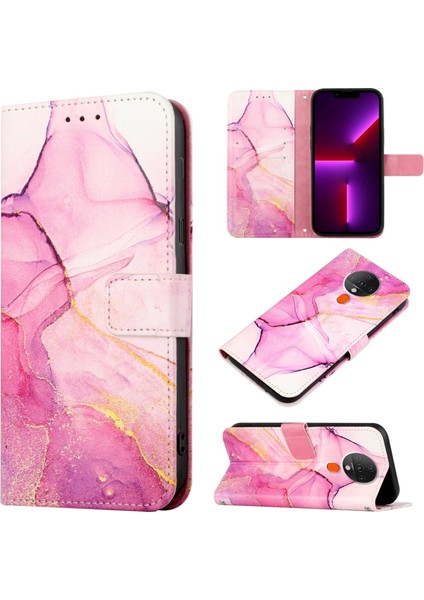 Tecno Spark 6 Pembe Mor Altın LS001 Için Mermer Kılıf (Yurt Dışından)
