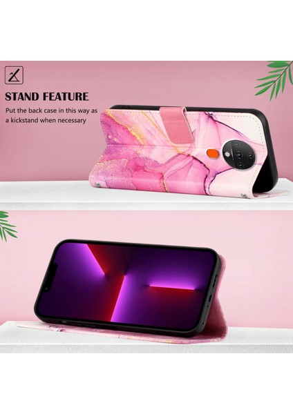 Tecno Spark 6 Pembe Mor Altın LS001 Için Mermer Kılıf (Yurt Dışından)