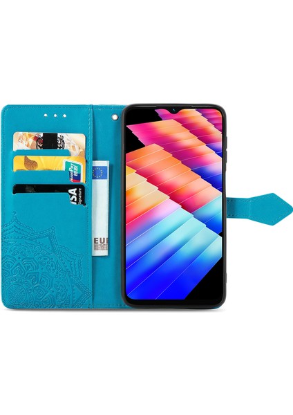 Infinix Hot 30I Mavi Için Mandala Çiçek Deri Kılıf (Yurt Dışından)
