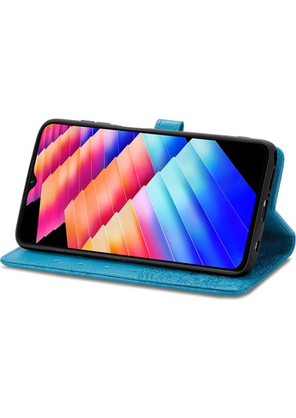 Infinix Hot 30I Mavi Için Mandala Çiçek Deri Kılıf (Yurt Dışından)