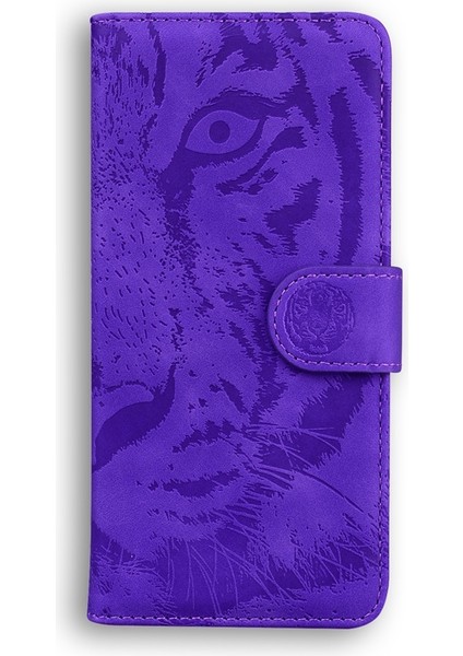 Tecno Spark 30C Mor Için Tiger Kabartmalı Deri Kılıf (Yurt Dışından)