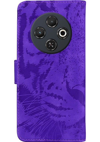 Tecno Spark 30C Mor Için Tiger Kabartmalı Deri Kılıf (Yurt Dışından)