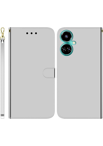 Tecno Camon 19 Gümüş Için Taklit Ayna Pu Kılıf (Yurt Dışından)
