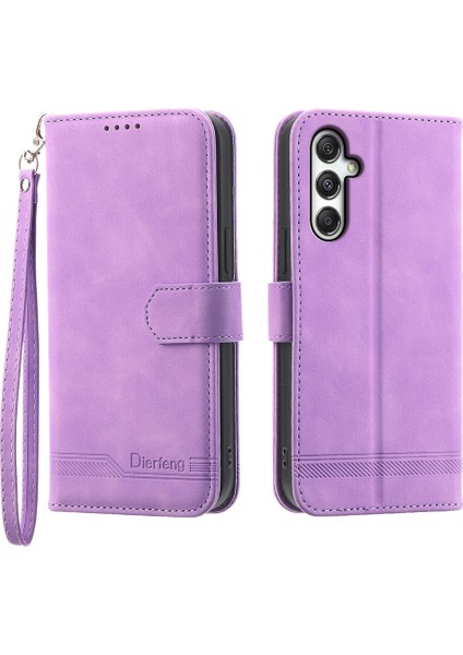 Samsung Galaxy M35 Mor Için Tpu + Pu Deri Kılıf (Yurt Dışından)