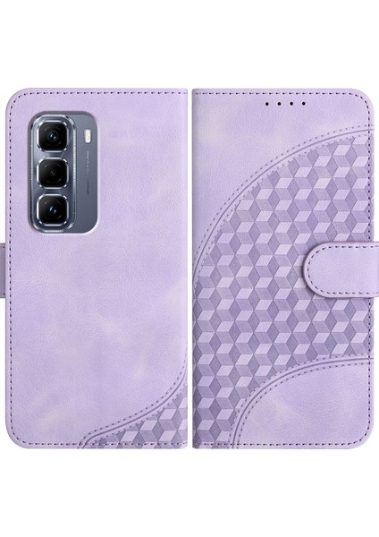 Infinix Hot 50 Pro+ 4g Açık Mor Için Kabartmalı Deri Kılıf (Yurt Dışından)