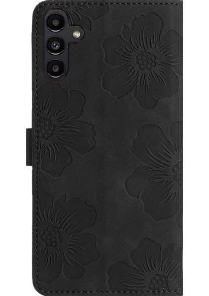 Samsung Galaxy A16 5g Mor Çiçek Kabartmalı Deri Kılıf (Yurt Dışından)