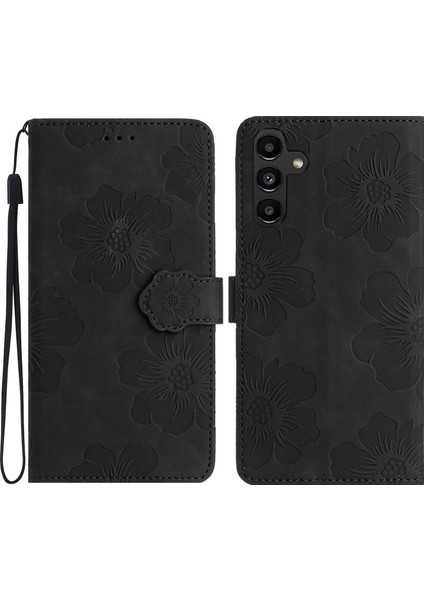 Samsung Galaxy A16 5g Mor Çiçek Kabartmalı Deri Kılıf (Yurt Dışından)