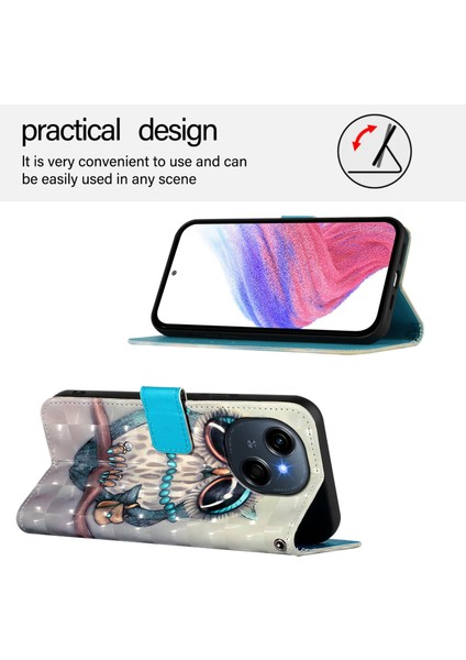 Tecno Spark Go 1 / Go 2025 Gri Baykuş Için 3D Boyama Pu Kılıf (Yurt Dışından)