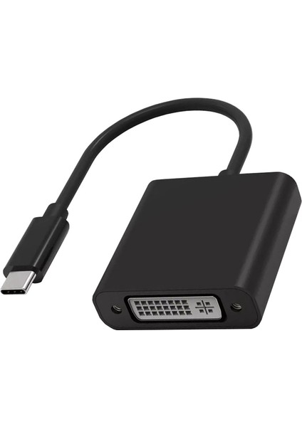 Usb3.1 Tip C Erkek To DVI Kablo Dönüştürücü Tip C Genişletilmiş Güç Adaptörü Kablo Konnektörü Dizüstü Monitör Siyah (Yurt Dışından)