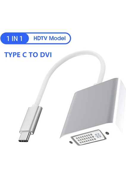 Usb3.1 Tip C Erkek To DVI Kablo Dönüştürücü Tip C Genişletilmiş Güç Adaptörü Kablo Konnektörü Dizüstü Monitör Siyah (Yurt Dışından)