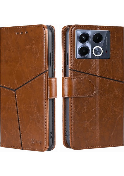 Infinix Note 40 5g Açık Kahverengi Için Geometrik Dikişli Kılıf (Yurt Dışından)