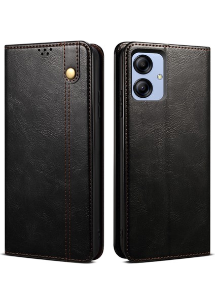 Samsung Galaxy A04E Siyah Için Yağ Balmumu Crazy Horse Doku Kılıfı (Yurt Dışından)