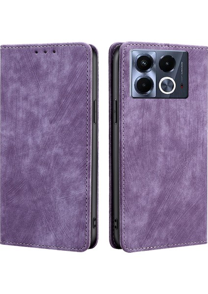 Infinix Note 40 5g Mor Için Rfıd Hırsızlığa Karşı Deri Kılıf (Yurt Dışından)