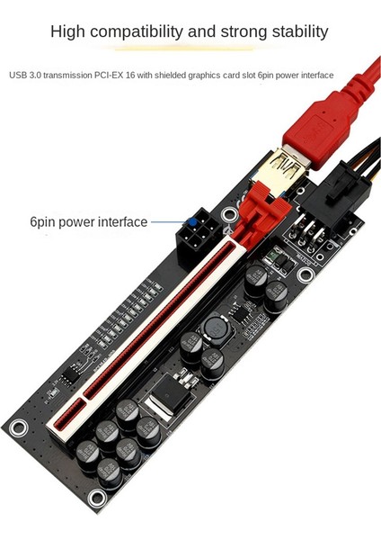 Adet VER011 Pro Yükseltici Kart Pcı-E 1x Ila 16X Usb3.0 6pın Grafik Uzatma Kablosu 10 Katı Kapasitörlü B250 B75 Btc (Yurt Dışından)