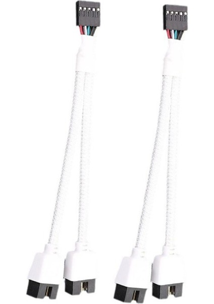 2 Adet Bilgisayar Anakart USB 2.0 9 Pin Çift 9 Pin Uzatma Kablosu Y Ayırıcı Ses Hd Uzatma Kablosu Beyaz (Yurt Dışından)
