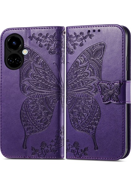 Tecno Camon 19 Koyu Mor Için Aşk Çiçeği Deri Kılıf (Yurt Dışından) fiyatları