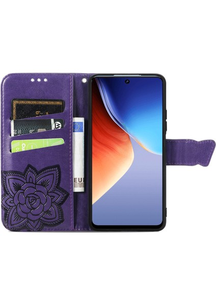 Tecno Camon 19 Koyu Mor Için Aşk Çiçeği Deri Kılıf (Yurt Dışından) modelleri