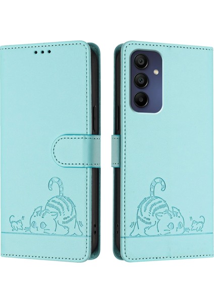 Fermuarlı Cüzdan Çanta Pu Kılıf Samsung Galaxy A16 5g Mavi (Yurt Dışından)