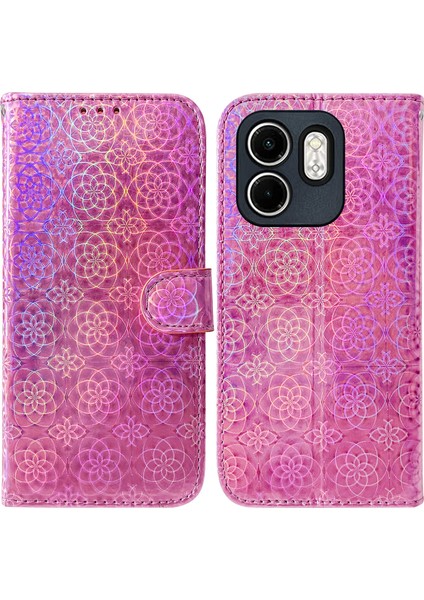 Infinix Hot 50I / Smart 9 Pembe Için Renkli Deri Telefon Kılıfı (Yurt Dışından)