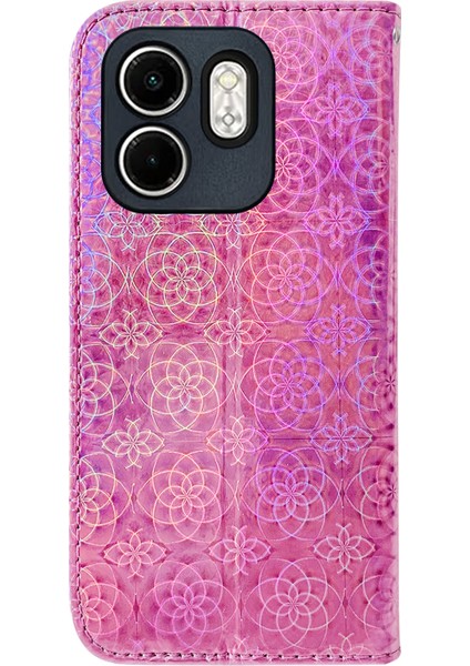 Infinix Hot 50I / Smart 9 Pembe Için Renkli Deri Telefon Kılıfı (Yurt Dışından)