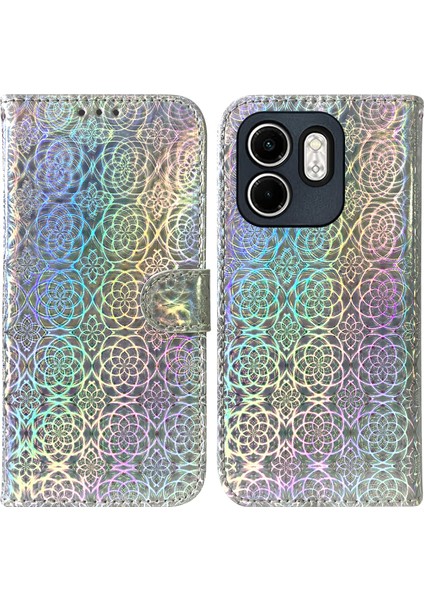 Infinix Hot 50I / Smart 9 Gümüş Için Renkli Deri Telefon Kılıfı (Yurt Dışından)