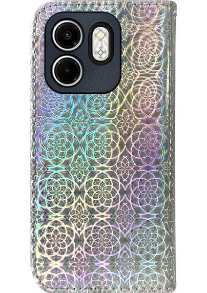 Infinix Hot 50I / Smart 9 Gümüş Için Renkli Deri Telefon Kılıfı (Yurt Dışından)