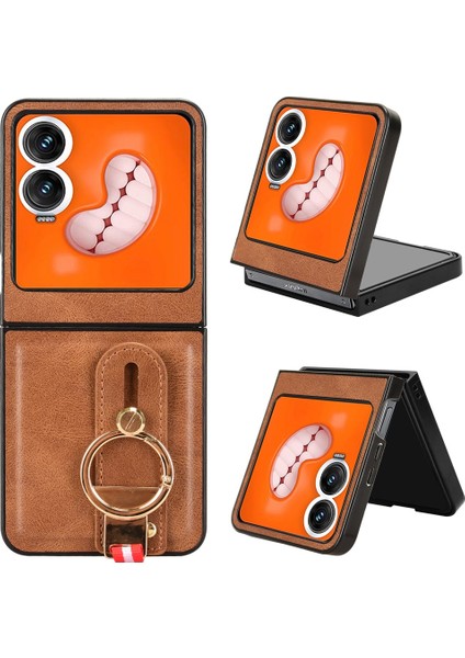 Infinix Zero Flip Kahverengi Bileklik Pu Kılıf (Yurt Dışından)