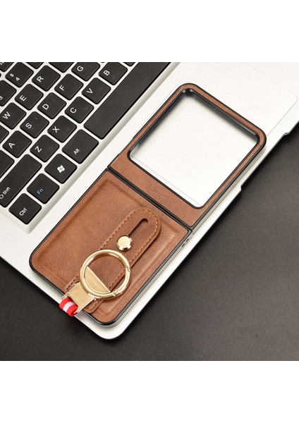 Infinix Zero Flip Kahverengi Bileklik Pu Kılıf (Yurt Dışından)