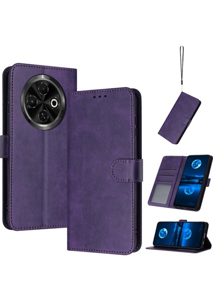 Tecno Spark 30C Mor Için Buzağı Dokulu Deri Kılıf (Yurt Dışından)