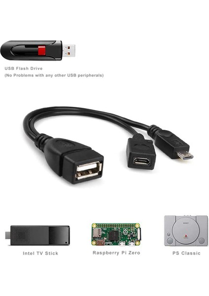 2'li Paket Mikro-Otg Kablo Adaptörü, 2'si 1 Arada Güçlendirilmiş Mikro-Usb'den USB Adaptörü (Otg Kablosu + Güç Kablosu) Akış Çubukları Vb. Için (Yurt Dışından) fırsatları