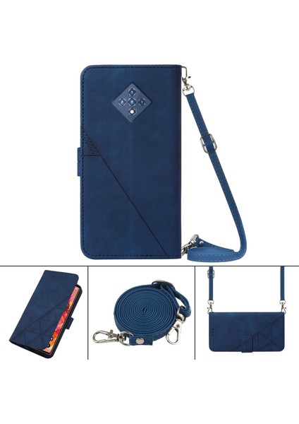 Infinix Zero 8 X687 Mavi Için Crossbody Deri Kılıf (Yurt Dışından)