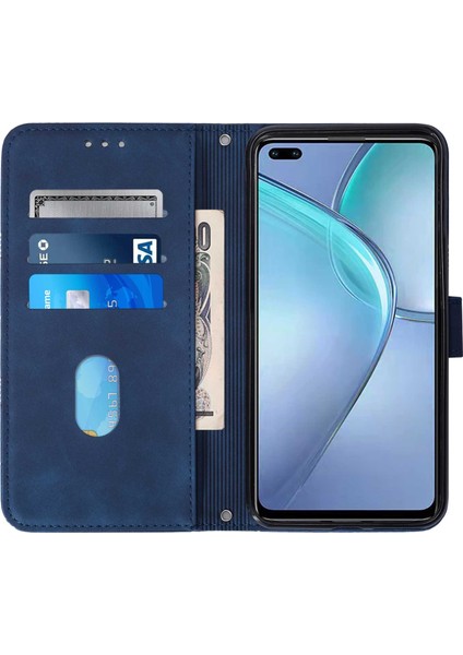 Infinix Zero 8 X687 Mavi Için Crossbody Deri Kılıf (Yurt Dışından)