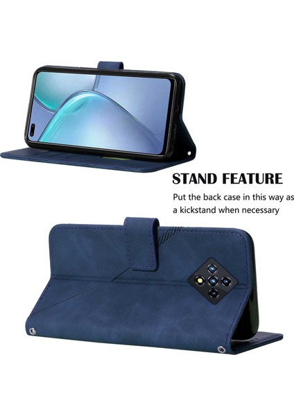 Infinix Zero 8 X687 Mavi Için Crossbody Deri Kılıf (Yurt Dışından)