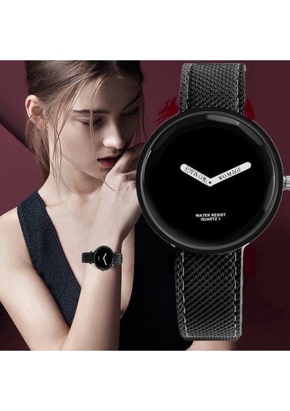 Basit Stil Yuvarlak Kadran Mat Deri Kayış Kuvars Saat Siyah Siyah (Yurt Dışından) fırsatları