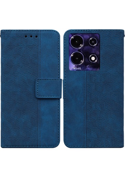 Infinix Note 30 Mavi Kabartmalı Deri Telefon Kılıfı (Yurt Dışından)